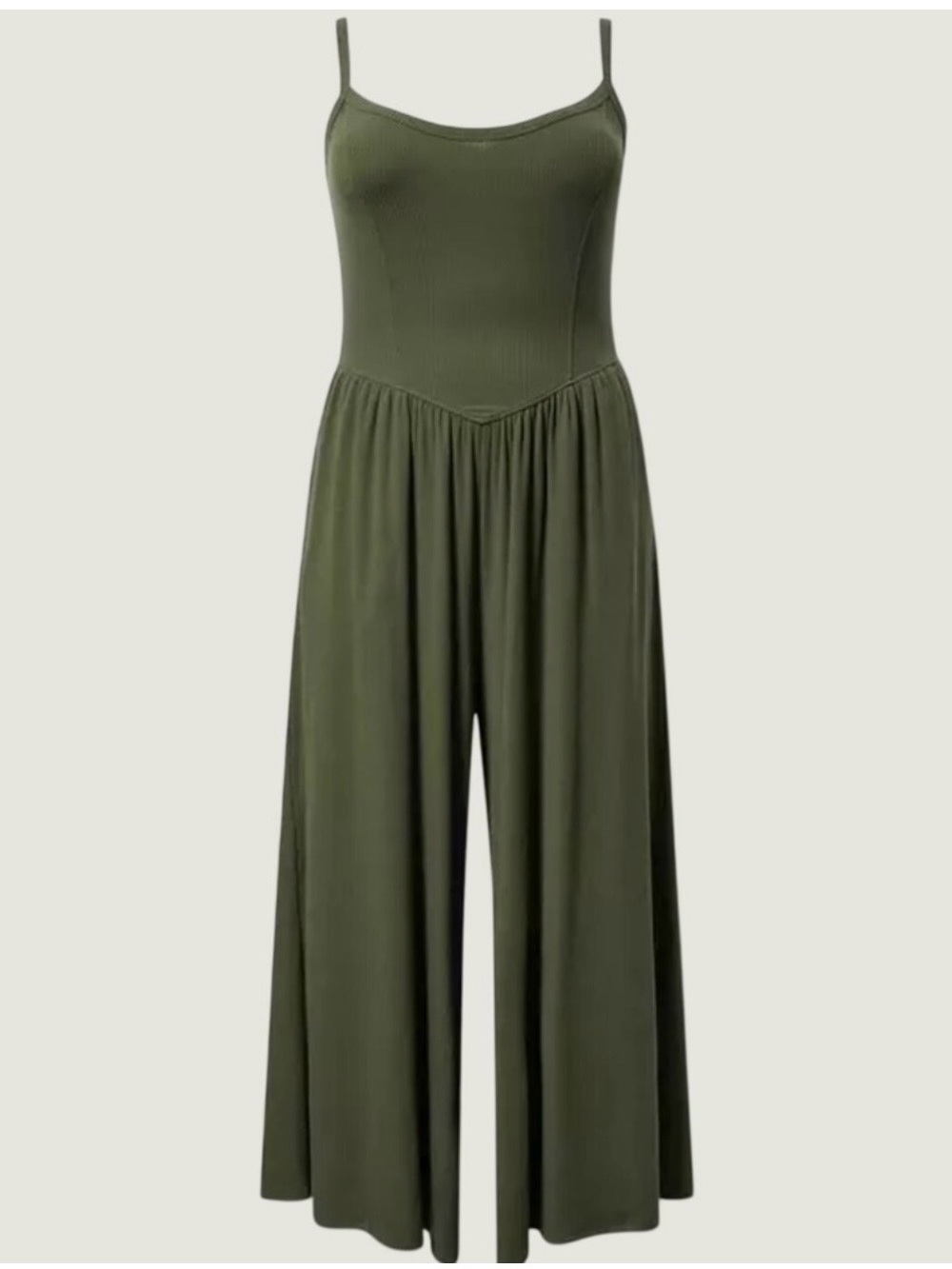 torrid Olive Ribbed Wide-Leg Jumpsuit